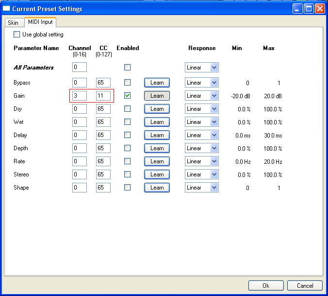 Step 08 -The right controller channel and CC number have been automatically set (you can also assign them manually, and use '0' for the channel for MIDI Omni)